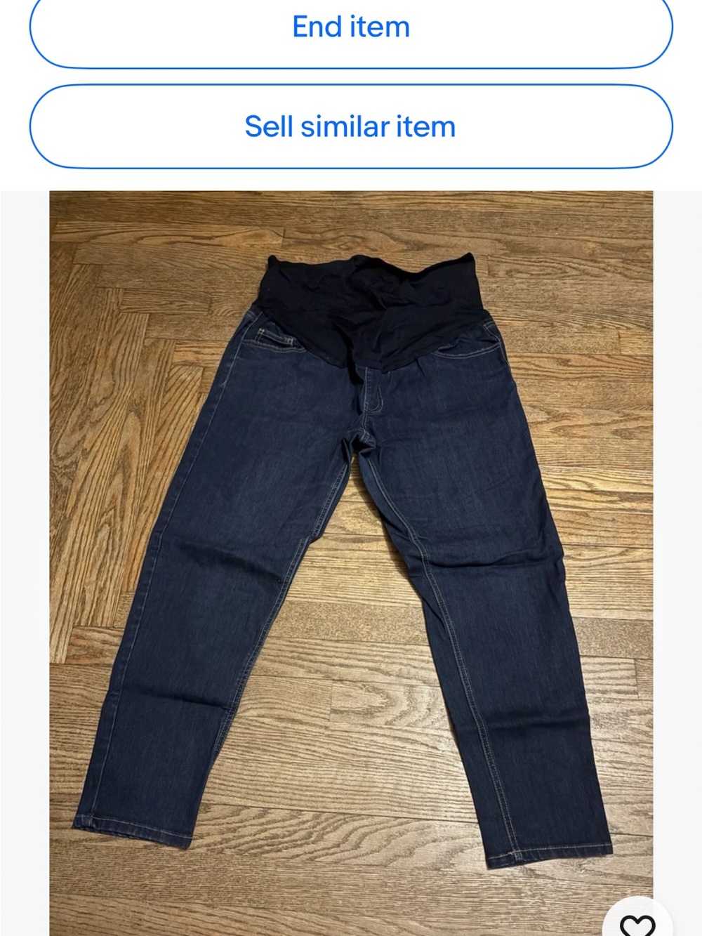 Time and Tru Dark Blue Maternity Jeggings with Black Waist Panel